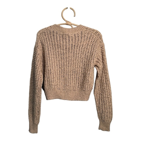 J. Crew Mocha Brown Textured Weaved Crop Crew Neck Cropped Cardigan in Size XS - Picture 6 of 14